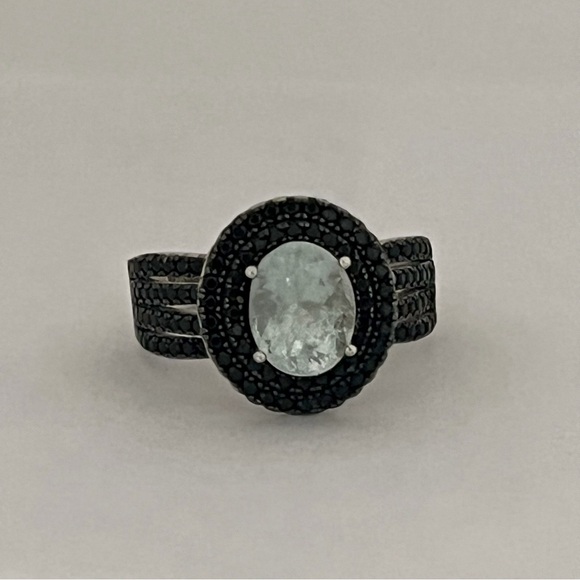 Jewelry - Elegant Black Spinel and 925 Sterling Silver Women's Ring